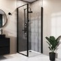 800mm Black 8mm Glass Square Hinged Shower Enclosure - Pavo