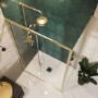 1200x900mm Brushed Brass 8mm Glass Rectangular Sliding Shower Enclosure with Low Profile Shower Tray - Pavo