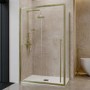 ALMOST PERFECT - 1200x800mm Brushed Brass 8mm Glass Sliding Shower Enclosure with Extended Handle - Pavo
