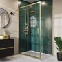 1400x800mm Brushed Brass 8mm Glass Rectangular Sliding Shower Enclosure - Pavo
