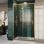 1400mm Brushed Brass Sliding Door Shower Enclosure 8mm Glass - Pavo