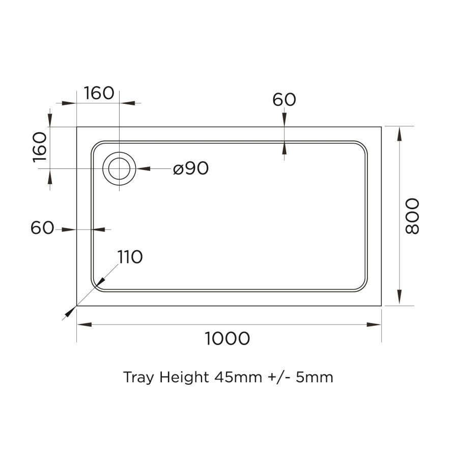 1000x800mm Black 8mm Glass Rectangular Sliding Shower Enclosure with Shower Tray - Pavo