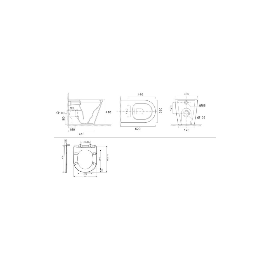 1300mm White Toilet and Sink Unit with Round Toilet - Pendle