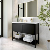 1200mm Black Freestanding Double Vanity Unit with Basin - Perla
