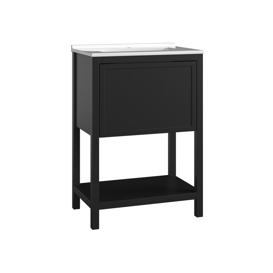 600mm Black Freestanding Vanity Unit with Basin - Perla