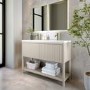 1200mm Beige Fluted Freestanding Double Vanity Unit with Basin - Perla