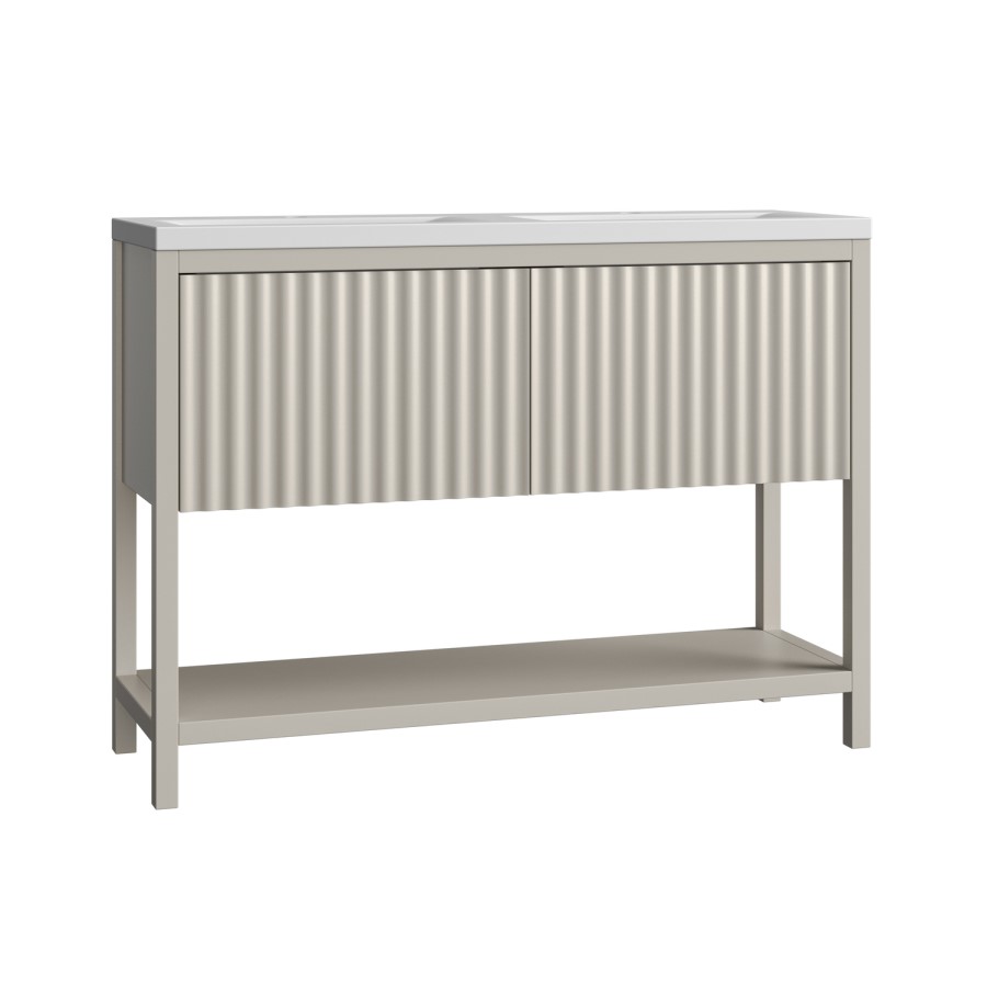 1200mm Beige Fluted Freestanding Double Vanity Unit with Basin - Perla