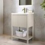 600mm Beige Fluted Freestanding Vanity Unit with Basin - Perla