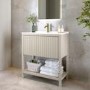 800mm Beige Fluted Freestanding Vanity Unit with Basin - Perla