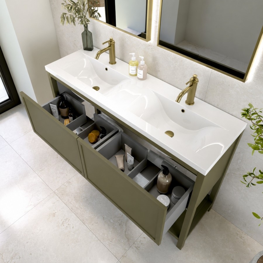 1200mm Green Freestanding Double Vanity Unit with Basin - Perla