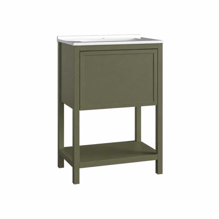600mm Green Freestanding Vanity Unit with Basin - Perla