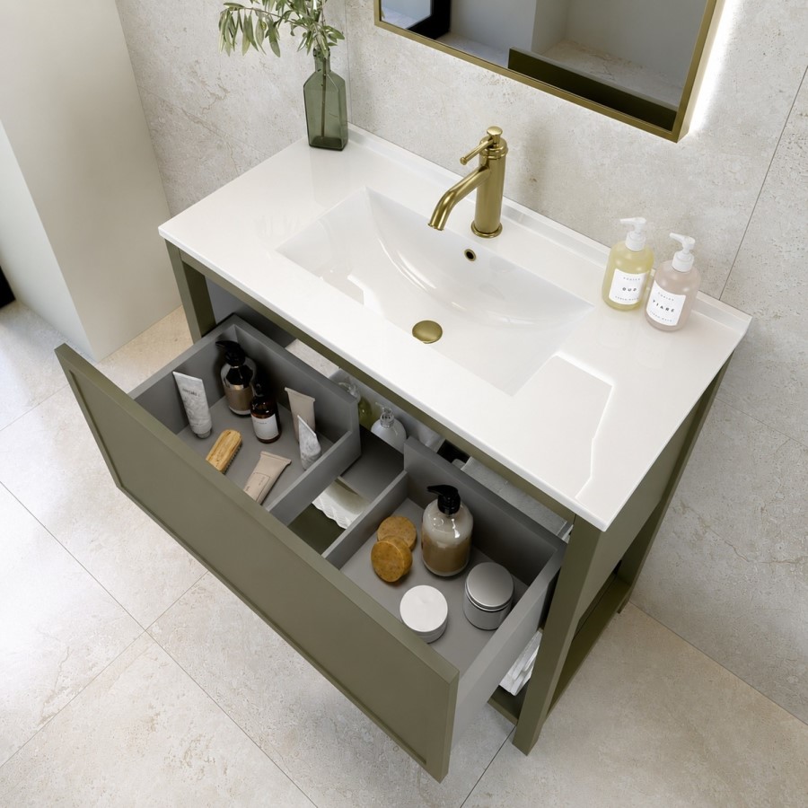 800mm Green Freestanding Vanity Unit with Basin - Perla