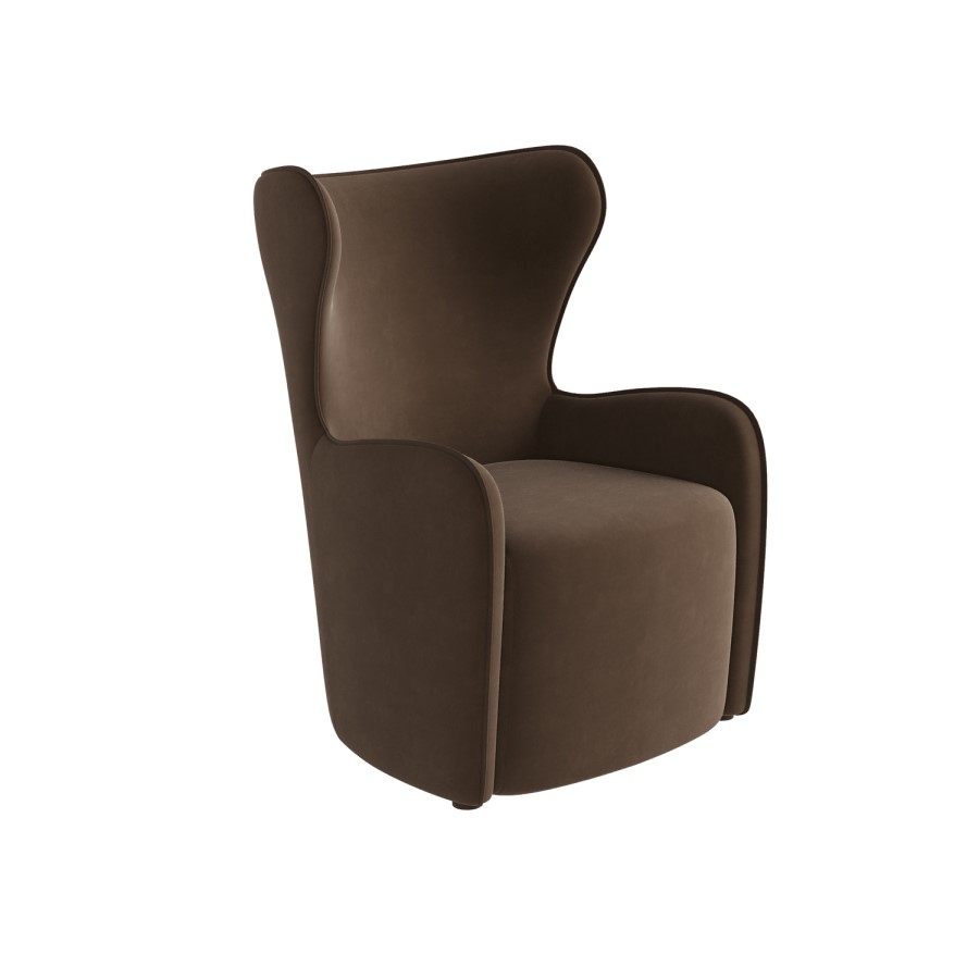 Brown Velvet Highback Accent Chair - Paloma