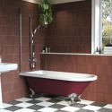BUN/PRBURSB1670/98806 Burgundy Freestanding Single Ended Shower Bath with Chrome Screen & Feet 1670 x 740mm - Park Royal