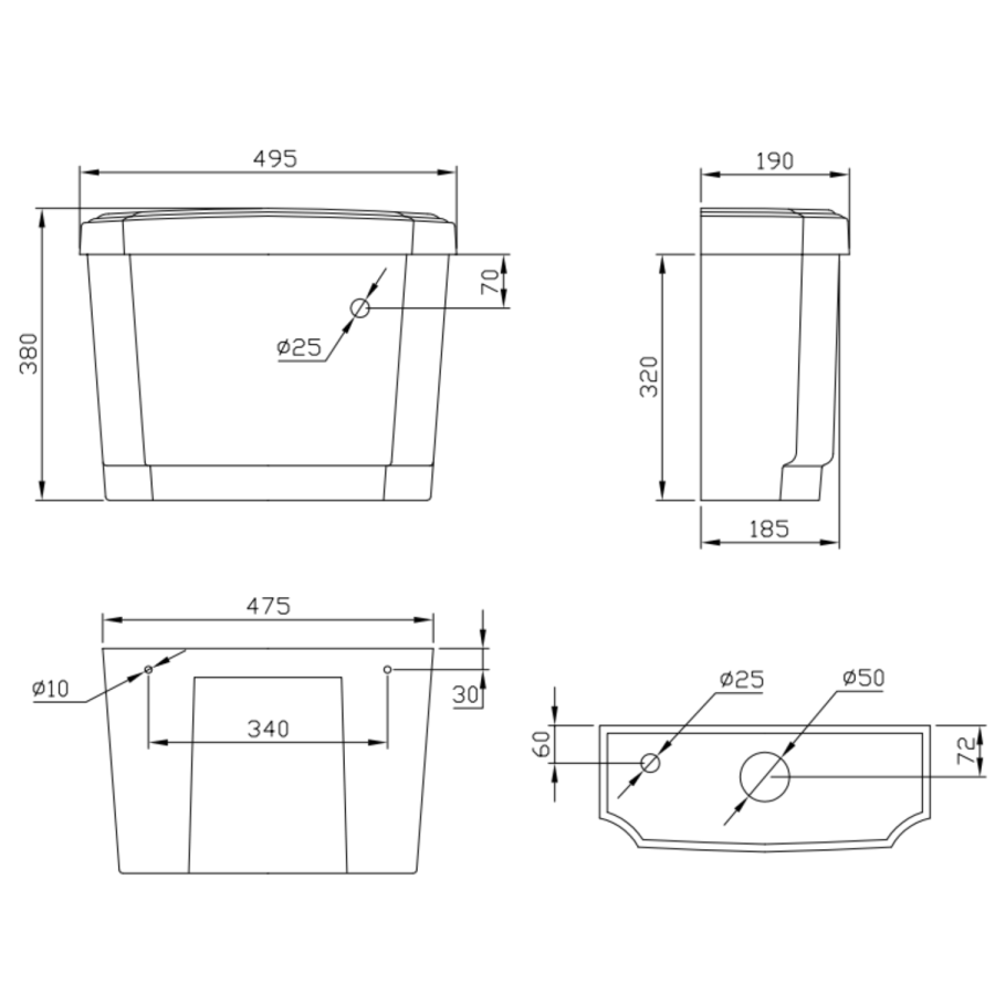 Close Coupled Traditional Low Level Short Projection Toilet with Black Wooden Soft Close Seat & Black Fittings - Park Royal