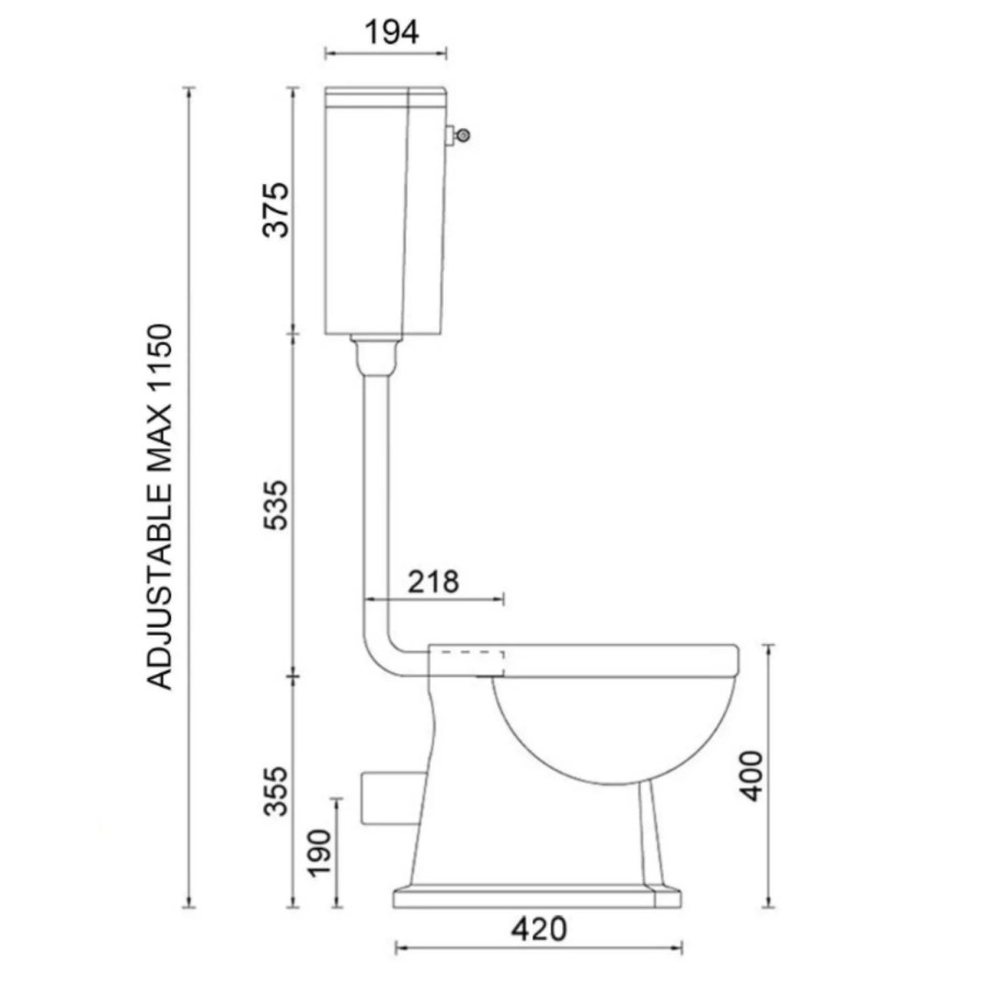 Close Coupled Traditional Low Level Short Projection Toilet with Wooden Soft Close Seat & Brass Fittings - Park Royal