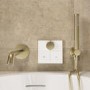Brushed Brass 2 Outlet Wall Mounted Thermostatic Bath Mixer Shower Set With Hand Shower & Bath Filler Spout - Priya