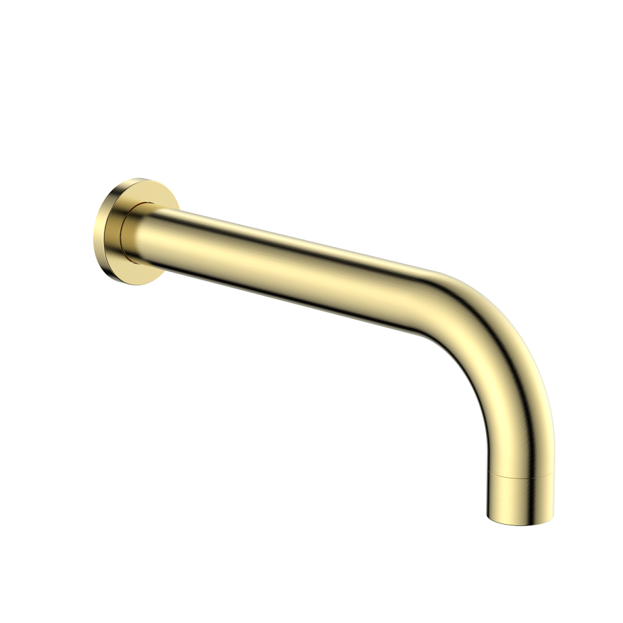 Brushed Brass 2 Outlet Wall Mounted Thermostatic Bath Mixer Shower Set With Hand Shower & Bath Filler Spout - Priya