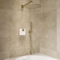 Brushed Brass 2 Outlet Concealed Mixer Shower Set With Hand Shower - Priya