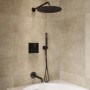 Black 3 Outlet Concealed Mixer Shower Set With Bath Filler Spout & Hand Shower - Priya