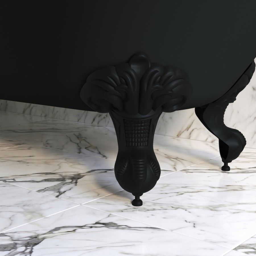 Black Freestanding Single Ended Bath with Black Feet 1670 x 740mm - Park Royal