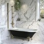 Black Freestanding Single Ended Shower Bath with Brushed Brass Screen & Feet 1670 x 740 mm - Park Royal