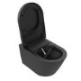 Matt Black Wall Hung Smart Bidet Japanese Toilet With Black Glass Cabinet, Frame, Cistern & Pneumatic Dual Flush Button - Purificare