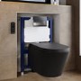 Matt Black Wall Hung Smart Bidet Japanese Toilet & 820mm Frame Cistern with Polished Chrome  Pneumatic Flush Plate - Purificare