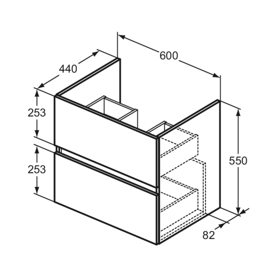 600mm Ideal Standard Eurovit+ White Wall Hung Vanity Unit with Basin