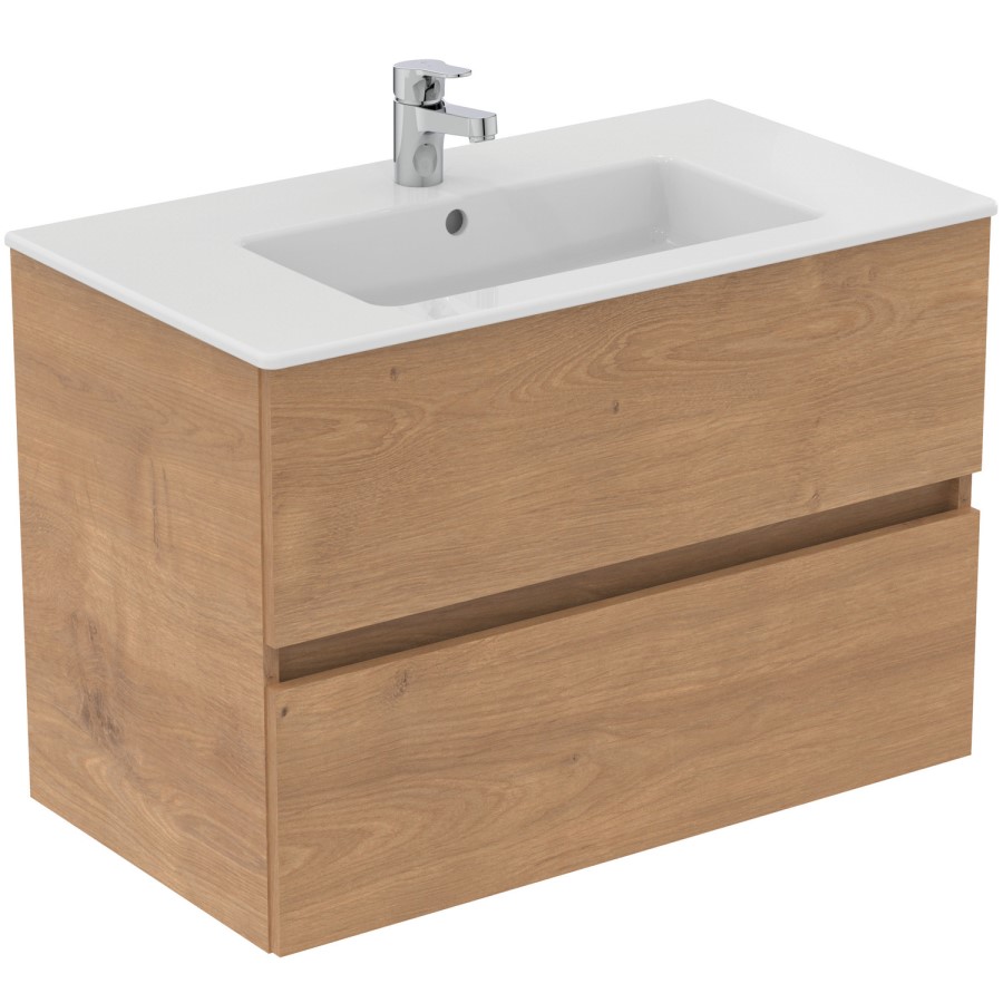 800mm Ideal Standard Oak Eurovit+ Wall Hung Vanity Unit with Basin
