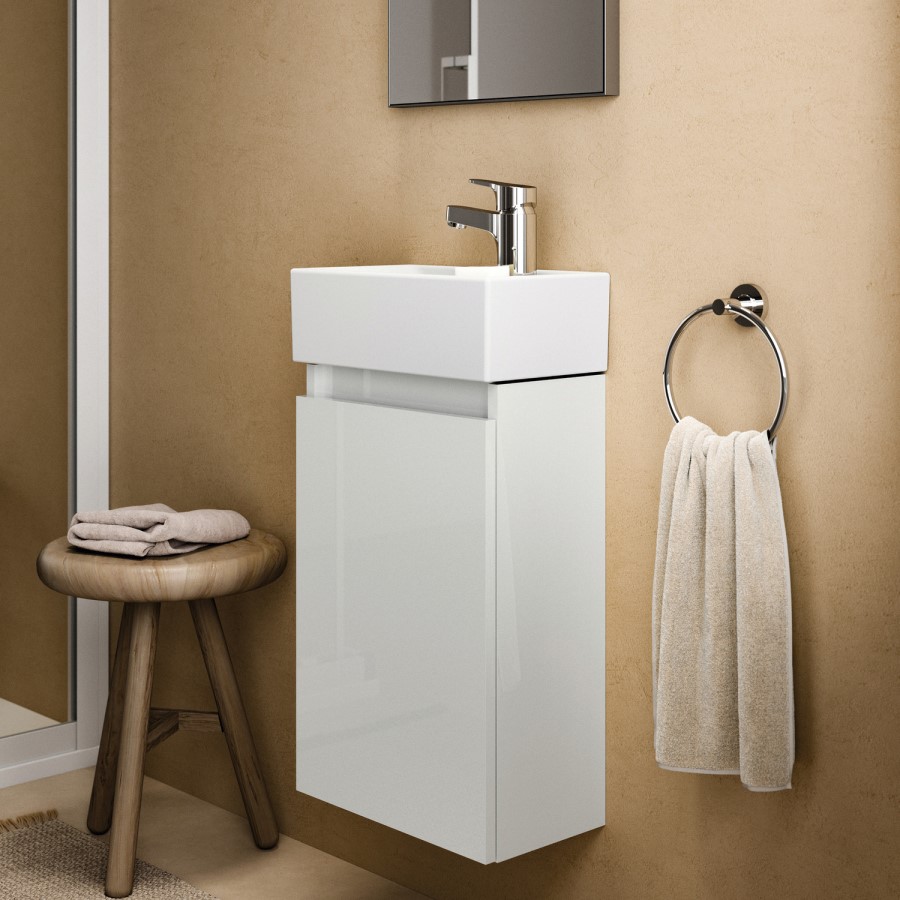 350mm Ideal Standard Eurovit+ White Right-Hand Wall Hung Vanity Unit with Basin