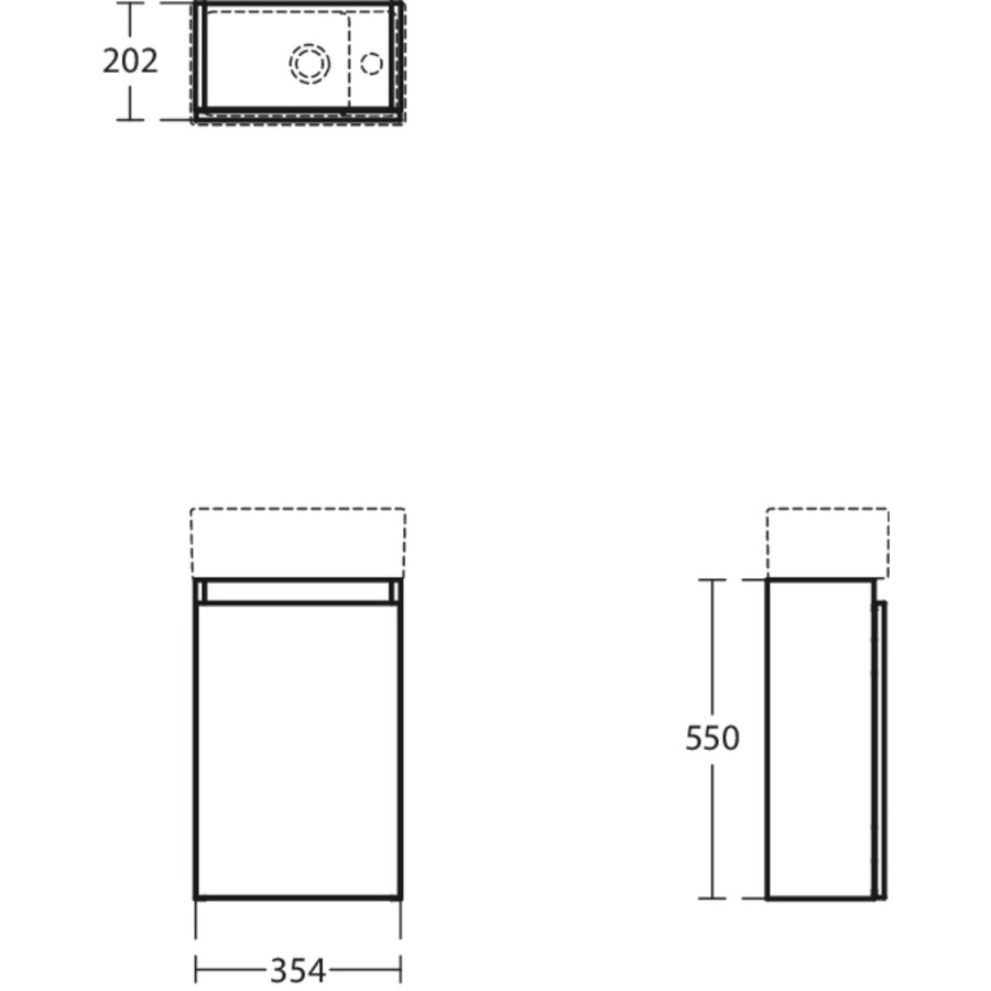 350mm Ideal Standard Eurovit+ White Right-Hand Wall Hung Vanity Unit with Basin