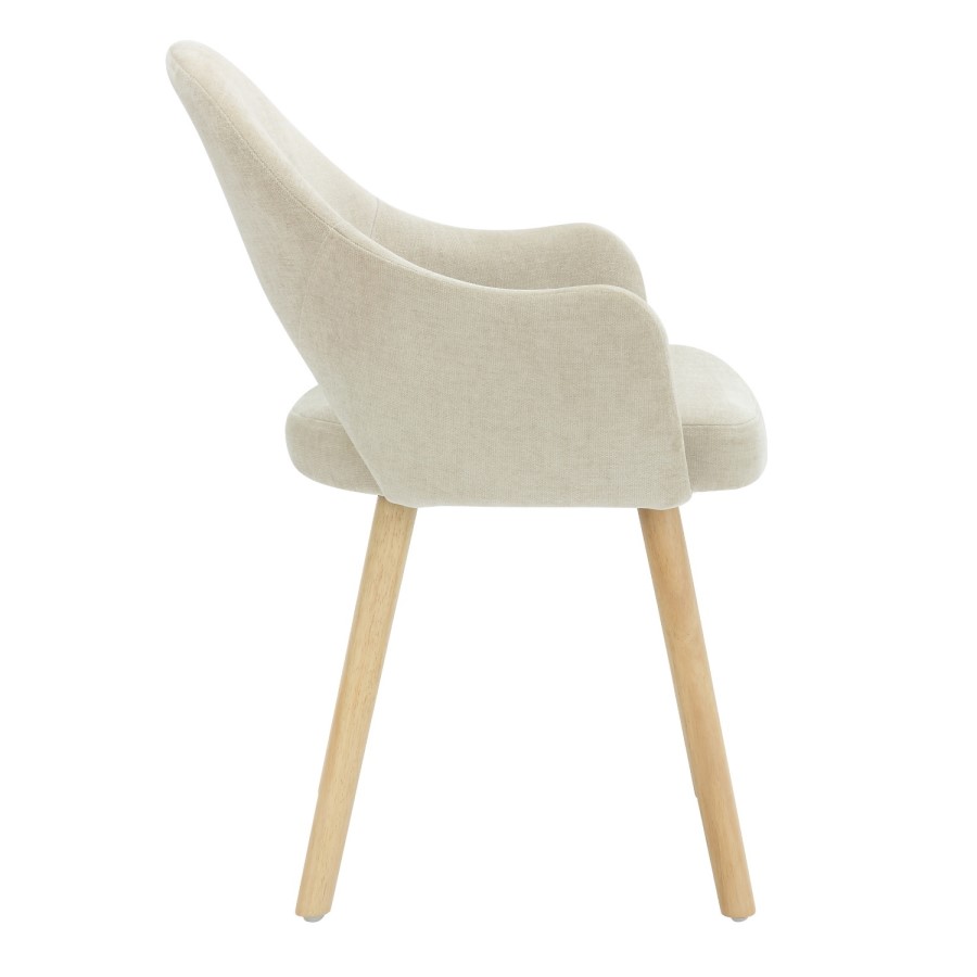 Small Oak Drop Leaf Dining Table Set with 2 Beige Upholstered Chairs - Seats 2 - Rudy