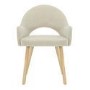 Small Oak Drop Leaf Dining Table Set with 4 Beige Upholstered Chairs - Seats 4 - Rudy