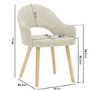 Small Oak Drop Leaf Dining Table Set with 4 Beige Upholstered Chairs - Seats 4 - Rudy