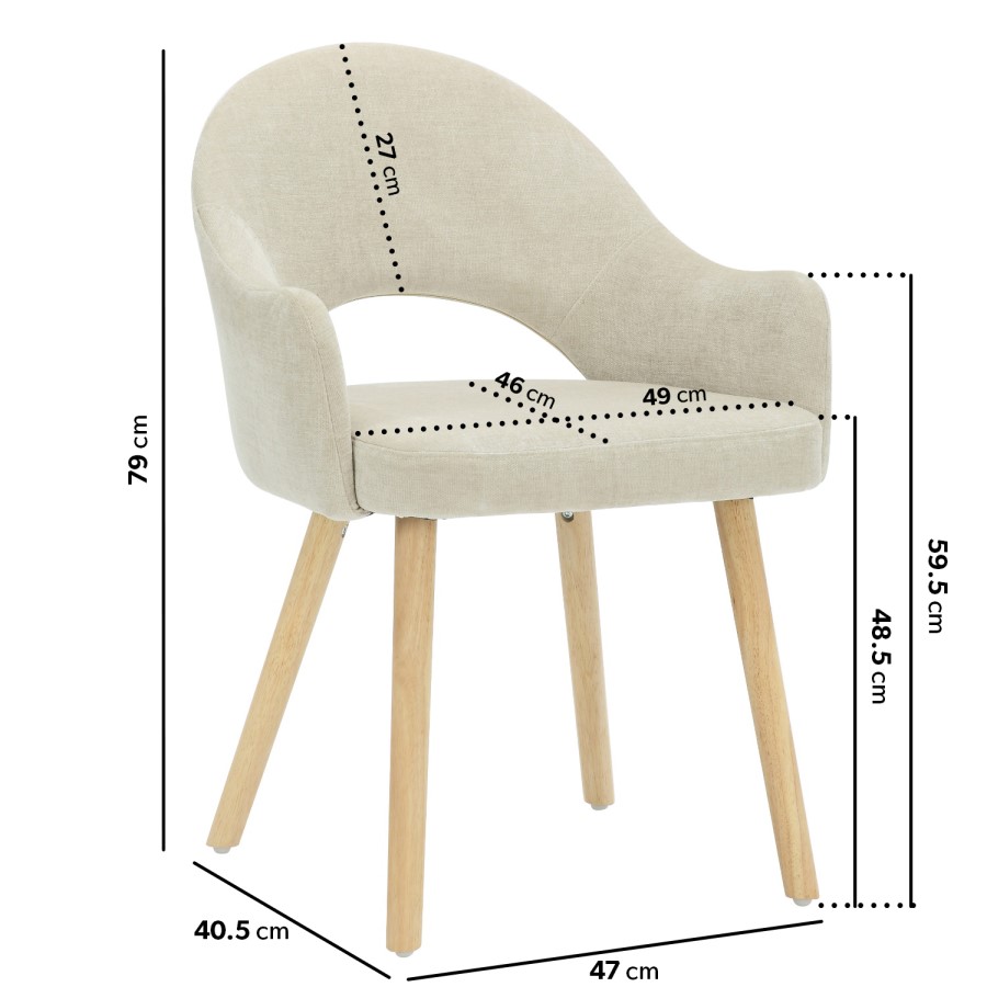 Small Oak Drop Leaf Dining Table Set with 4 Beige Upholstered Chairs - Seats 4 - Rudy