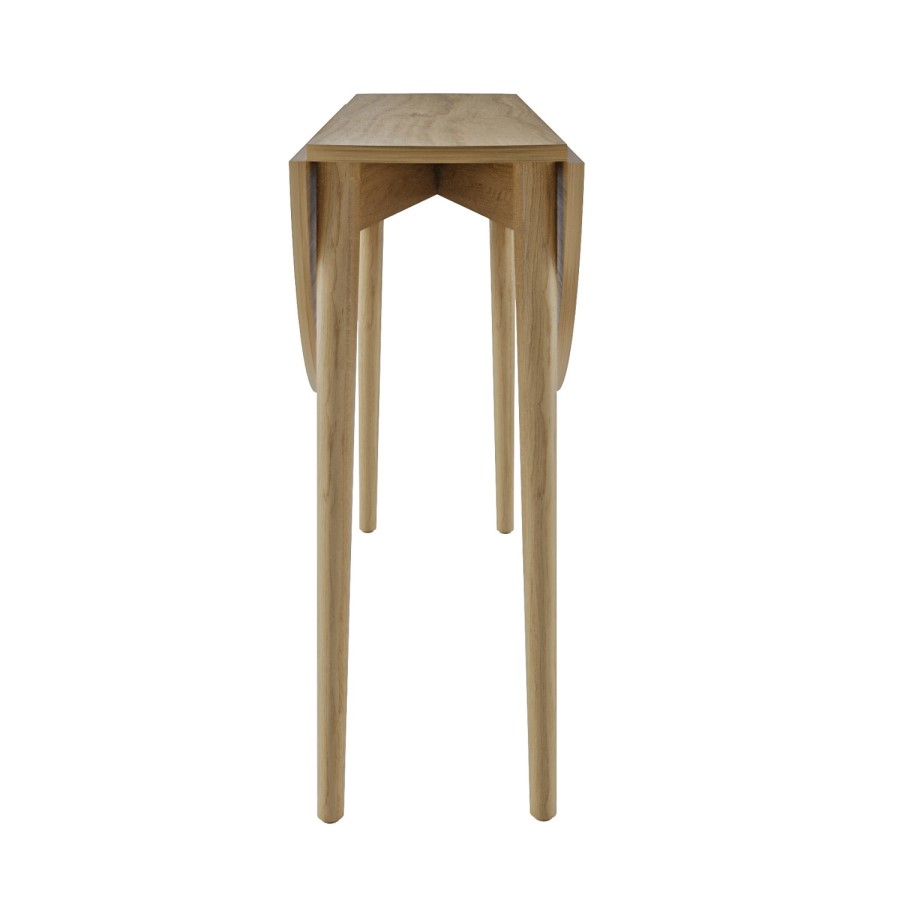 Small Oak Drop Leaf Dining Table Set with 4 Beige Upholstered Chairs - Seats 4 - Rudy