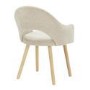 Small Oak Drop Leaf Dining Table Set with 4 Beige Upholstered Chairs - Seats 4 - Rudy