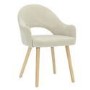 Small Oak Drop Leaf Dining Table Set with 4 Beige Upholstered Chairs - Seats 4 - Rudy