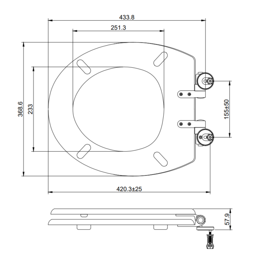 Back to Wall Rimless Toilet and Soft Close Seat with Brushed Brass Hinges - Ripley