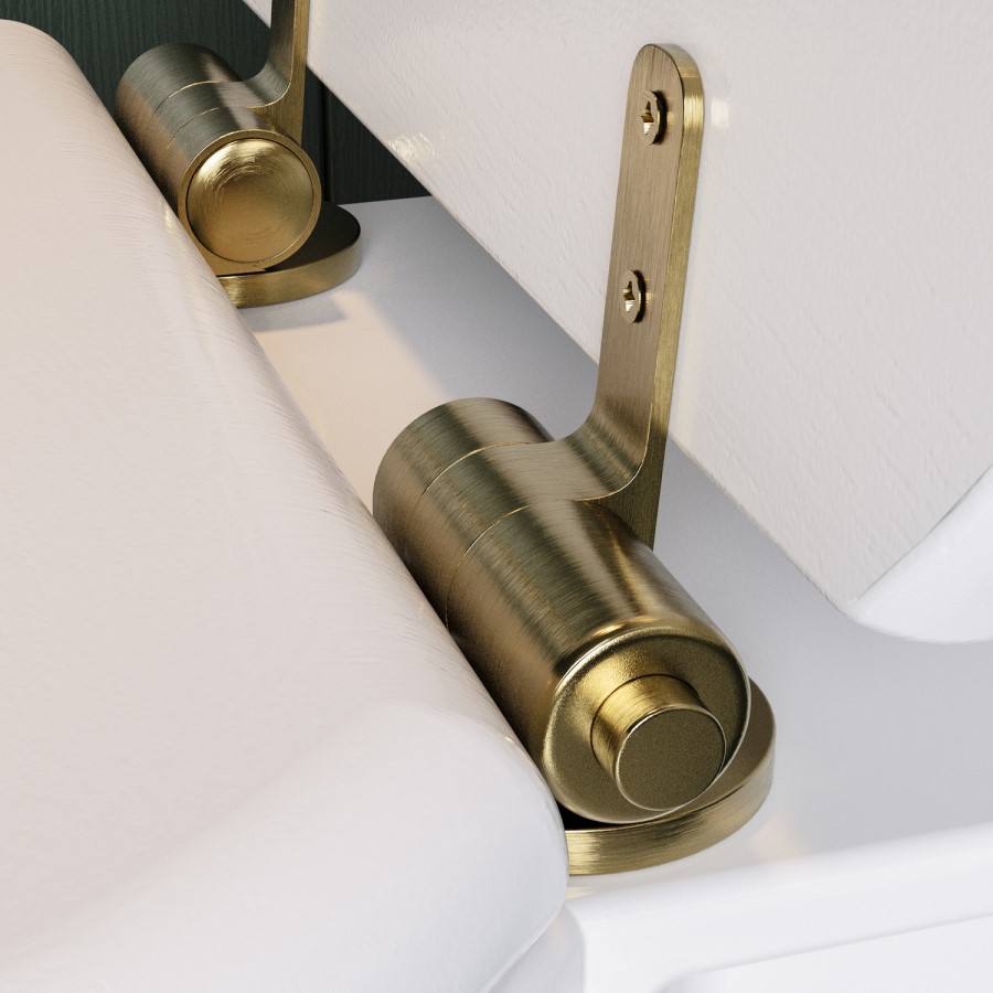 Close Coupled Rimless Toilet with Soft Close Seat and Brushed Brass Fittings - Ripley