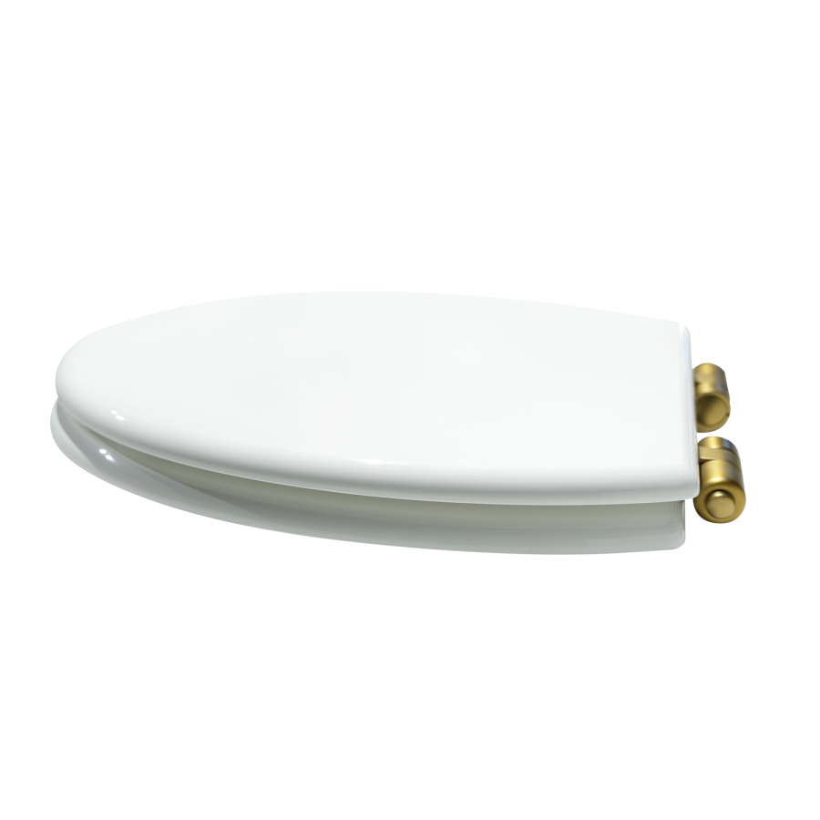 Close Coupled Rimless Toilet with Soft Close Seat and Brushed Brass Fittings - Ripley