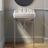 570mm Traditional 2 Tap Holes Basin with Chrome Wash Stand - Ripley
