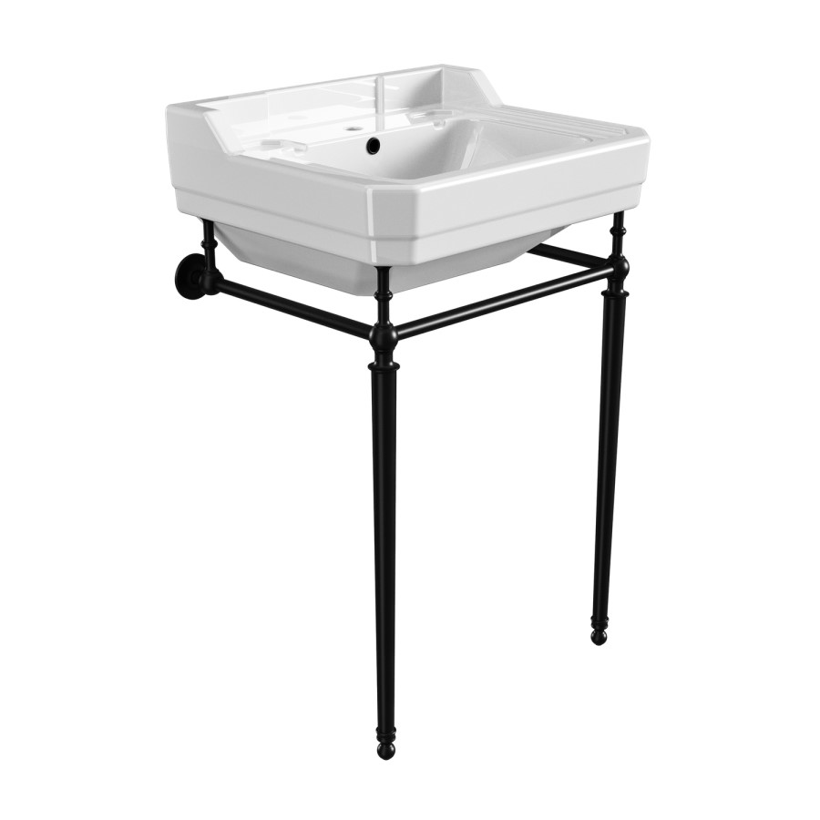 570mm Traditional 1 Tap Hole Basin with Black Wash Stand - Ripley