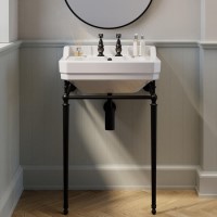 570mm Traditional 2 Tap Holes Basin with Black Wash Stand - Ripley