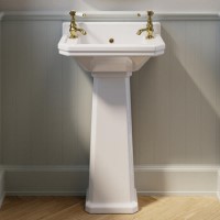 506mm Traditional Full Pedestal Cloakroom Basin with 2 Tap Holes - Ripley