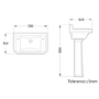 506mm Traditional Full Pedestal Cloakroom Basin with 2 Tap Holes - Ripley