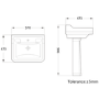 570mm Traditional Full Pedestal Basin with 1 Tap Hole - Ripley