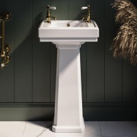 450mm Traditional Full Pedestal Cloakroom Basin with 2 Tap Holes - Park Royal