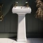 450mm Traditional Full Pedestal Cloakroom Basin with 2 Tap Holes - Park Royal